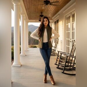 Quilted Olive Green Women's Quilted Vest